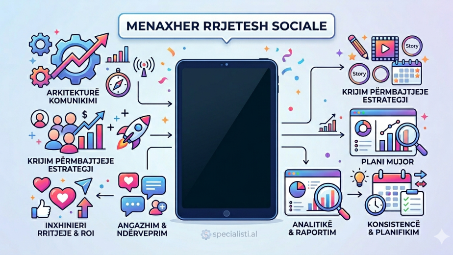 Menaxher Rrjetesh Sociale: Arkitektura e Komunikimit dhe Rritjes